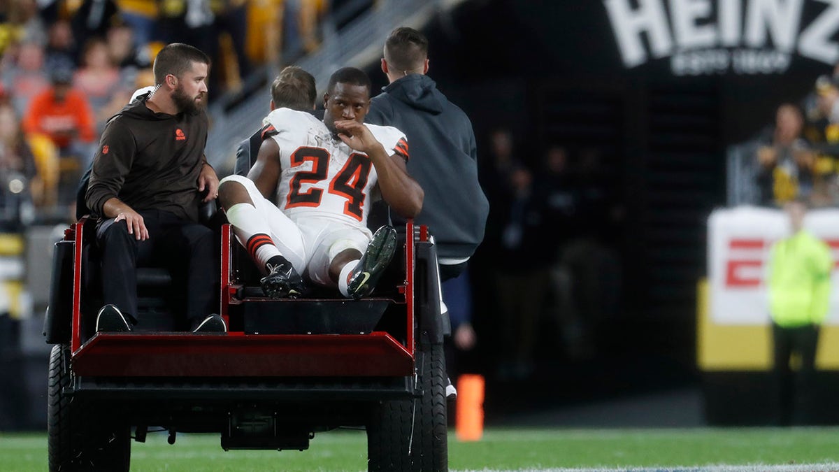 Nick Chubb is carted disconnected  the field