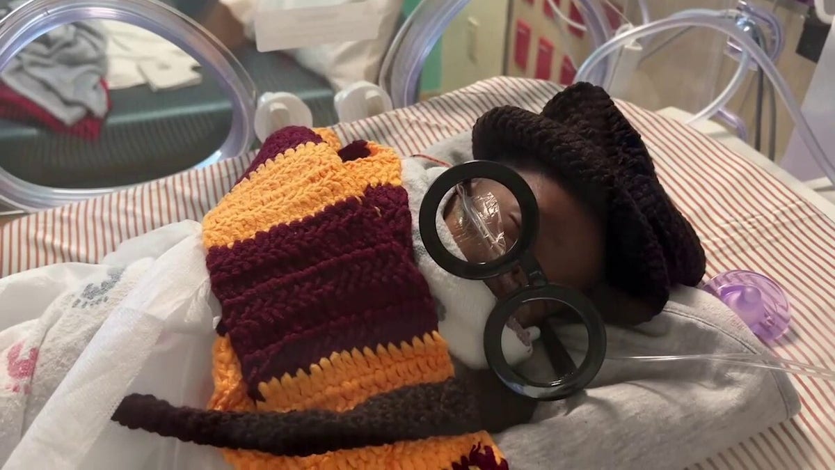 NICU baby dressed up as Harry Potter