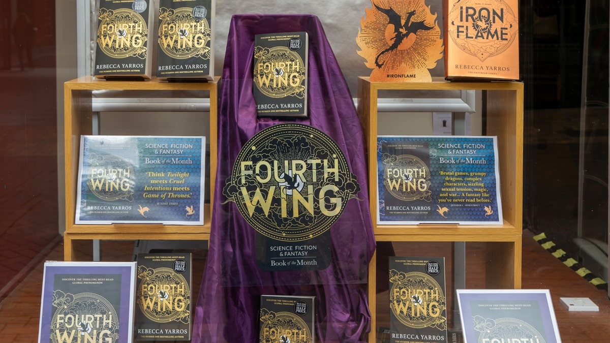 A display of "Fourth Wing" book