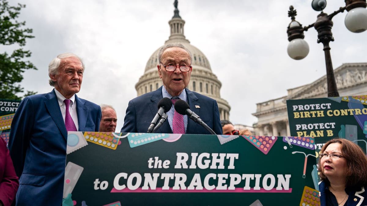 Schumer discursa em comício pelos direitos contraceptivos