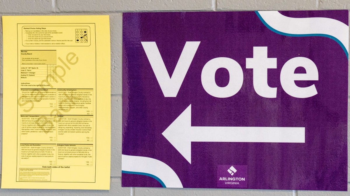 Cartel de voto y modelo de papeleta en Arlington, Virginia