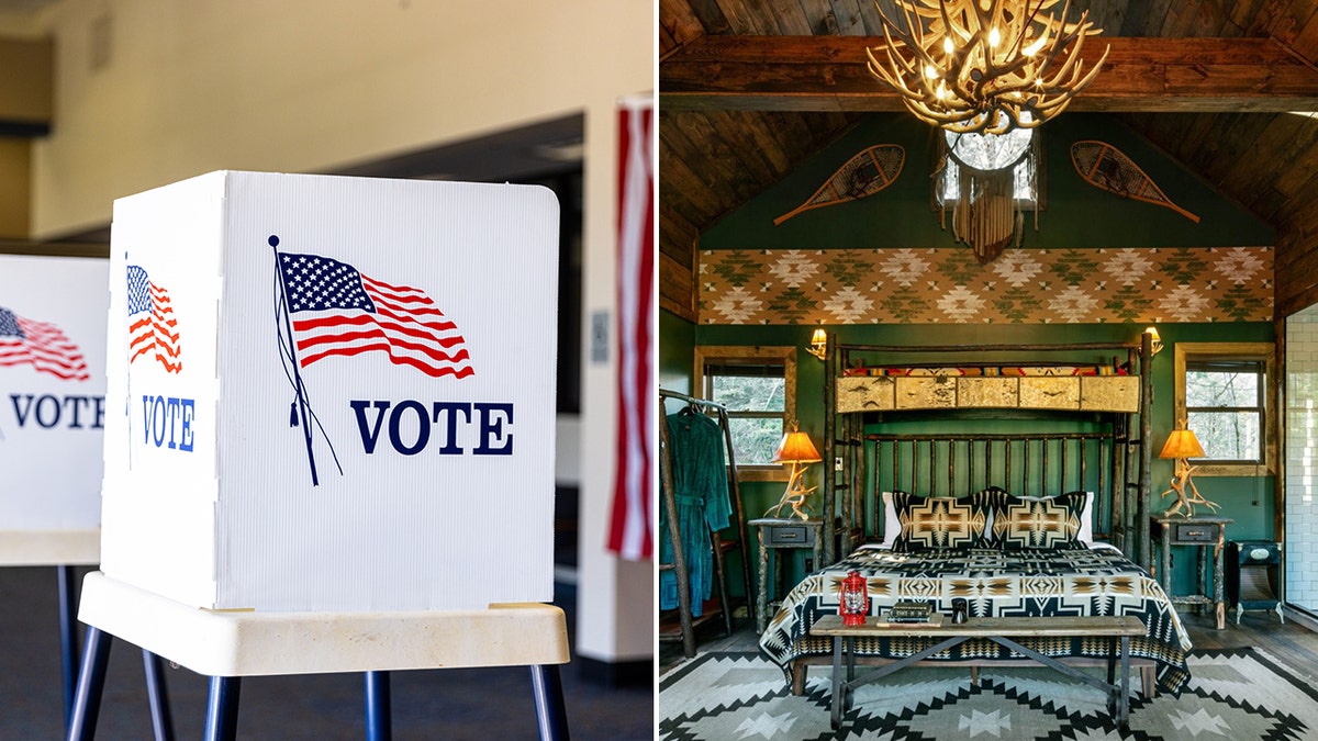 Voting booth and Urban Cowboy Lodge