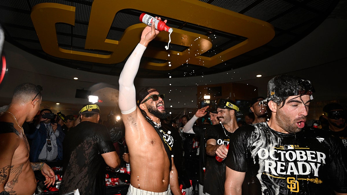 Padres’ Fernando Tatis Jr. dances shirtless in locker room celebration after winning wild-card series