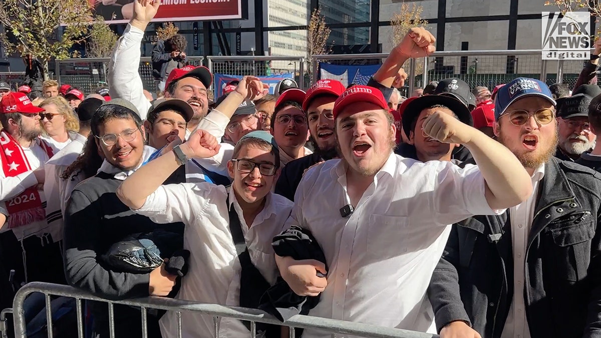 Supporters of former President Trump outside Madison Square Garden shouting 