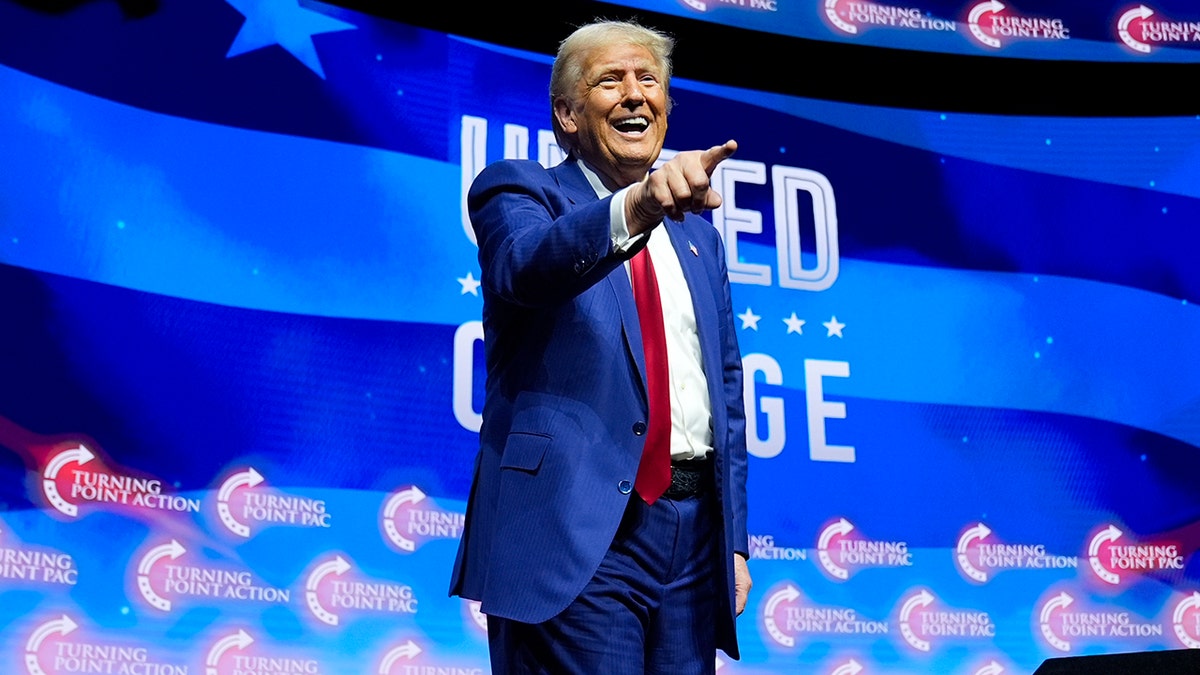 Republican statesmanlike  nominee erstwhile  President Donald Trump laughs aft  speaking during a run  rally connected  Thursday, Oct. 24, 2024 successful  Las Vegas.