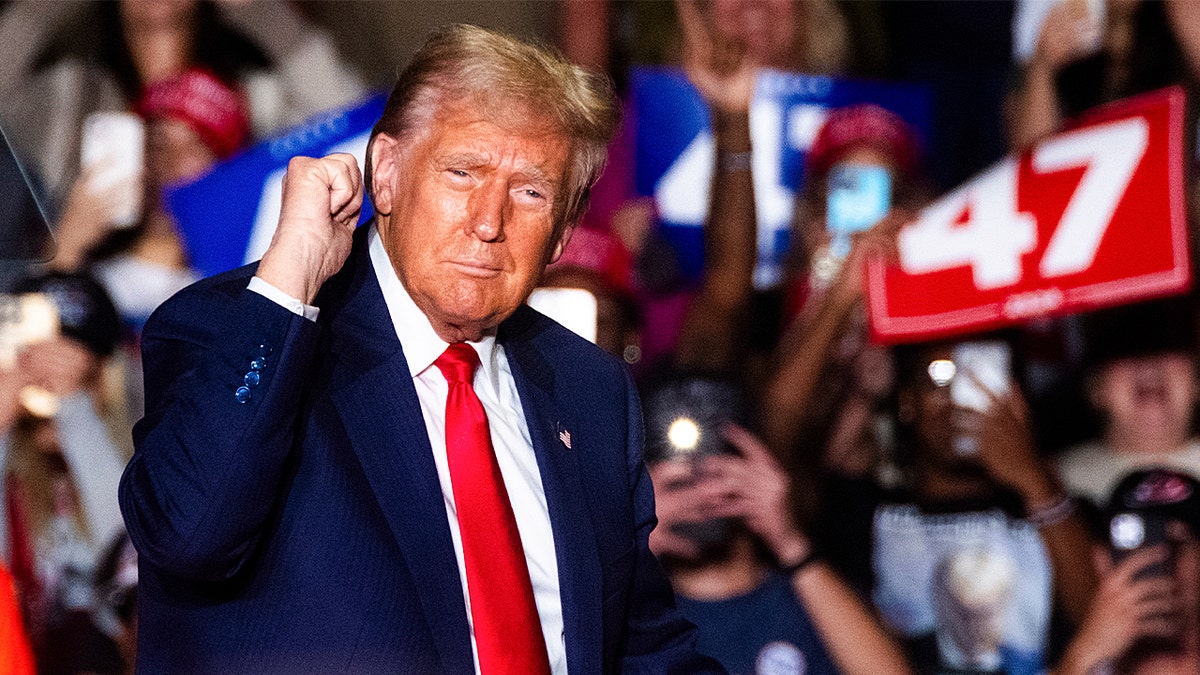 Former US President Trump during a campaign event in Greensboro, North Carolina, US, on Tuesday, Oct. 22, 2024.  Photographer: Cornell Watson/Bloomberg via Getty Images