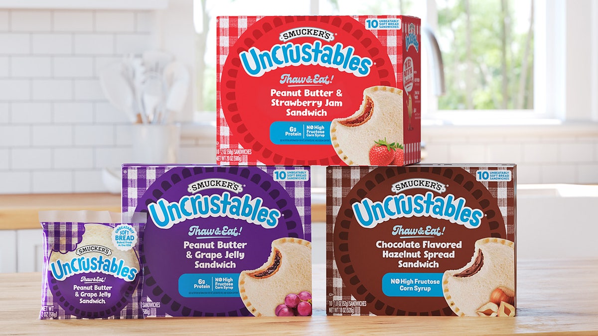 Different boxes of Uncrustables.