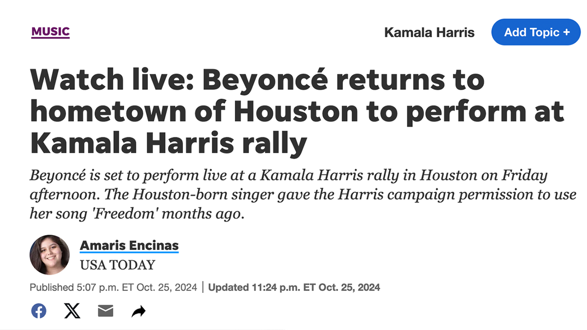 Beyoncé's demonstration at USA Today