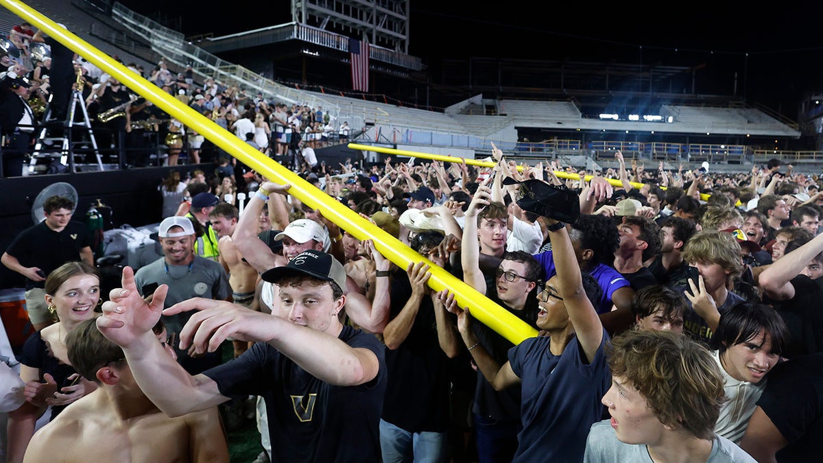 Vanderbilt fans with goal post