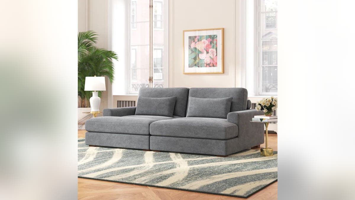 This stylish sofa gets bully reviews for comfort.