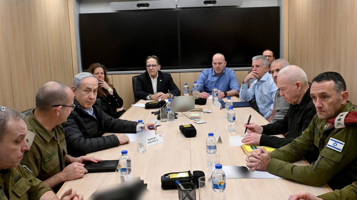 Prime Minister Benjamin Netanyahu, along with the Defense Minister, the Chief of Staff, the head of the Mossad and the head of the Shin Bet, conduct a security assessment at the Air Force headquarters at Kirya Base in Tel Aviv.