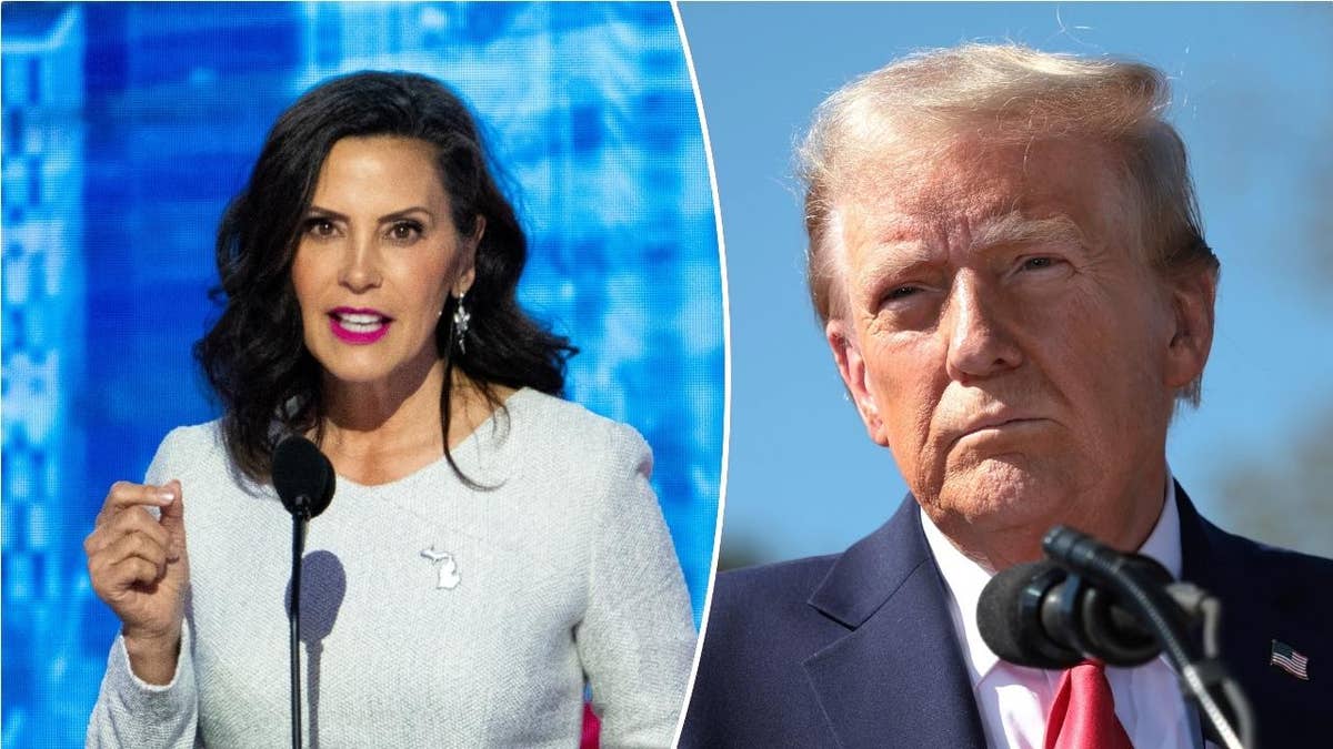 Gov. Whitmer, erstwhile  President Trump successful  left-right photograph  split