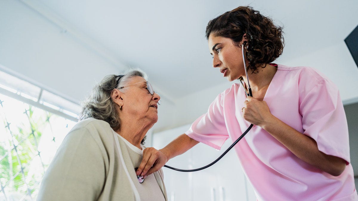 Woman pinch nurse