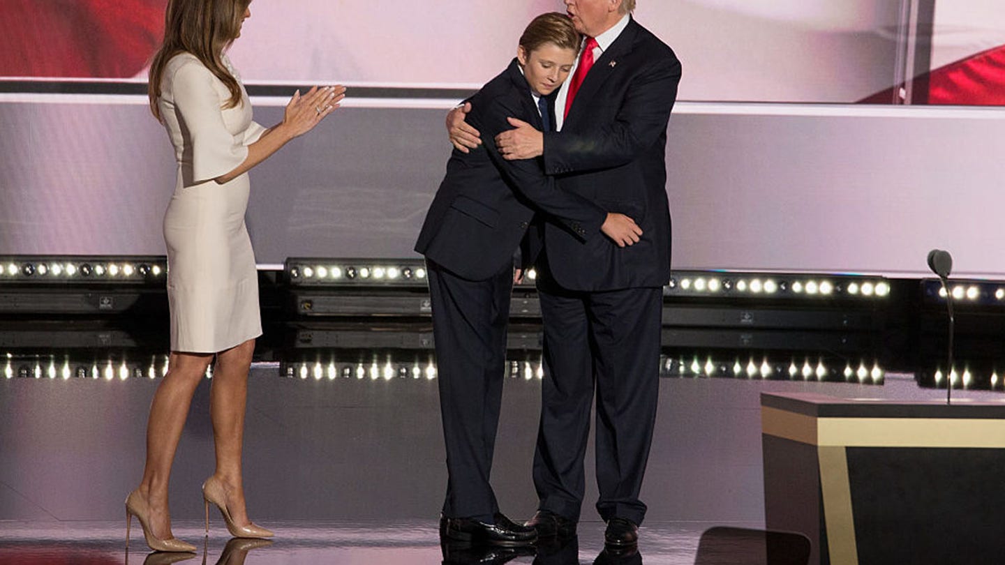 donald hugging barron