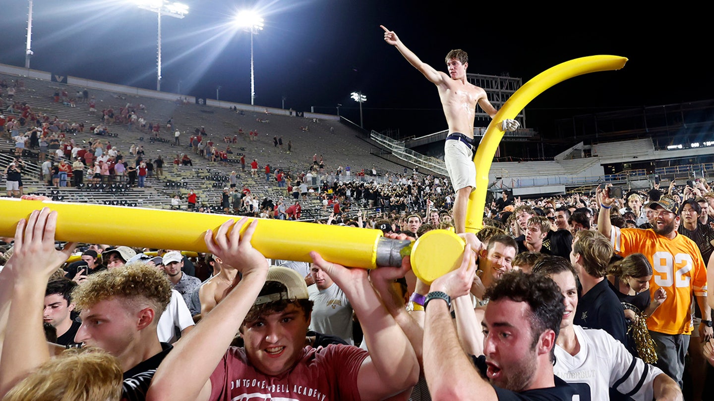 Vanderbilt's Historic Triumph: Fans Celebrate with Goalpost Parade after Stunning Upset of Alabama