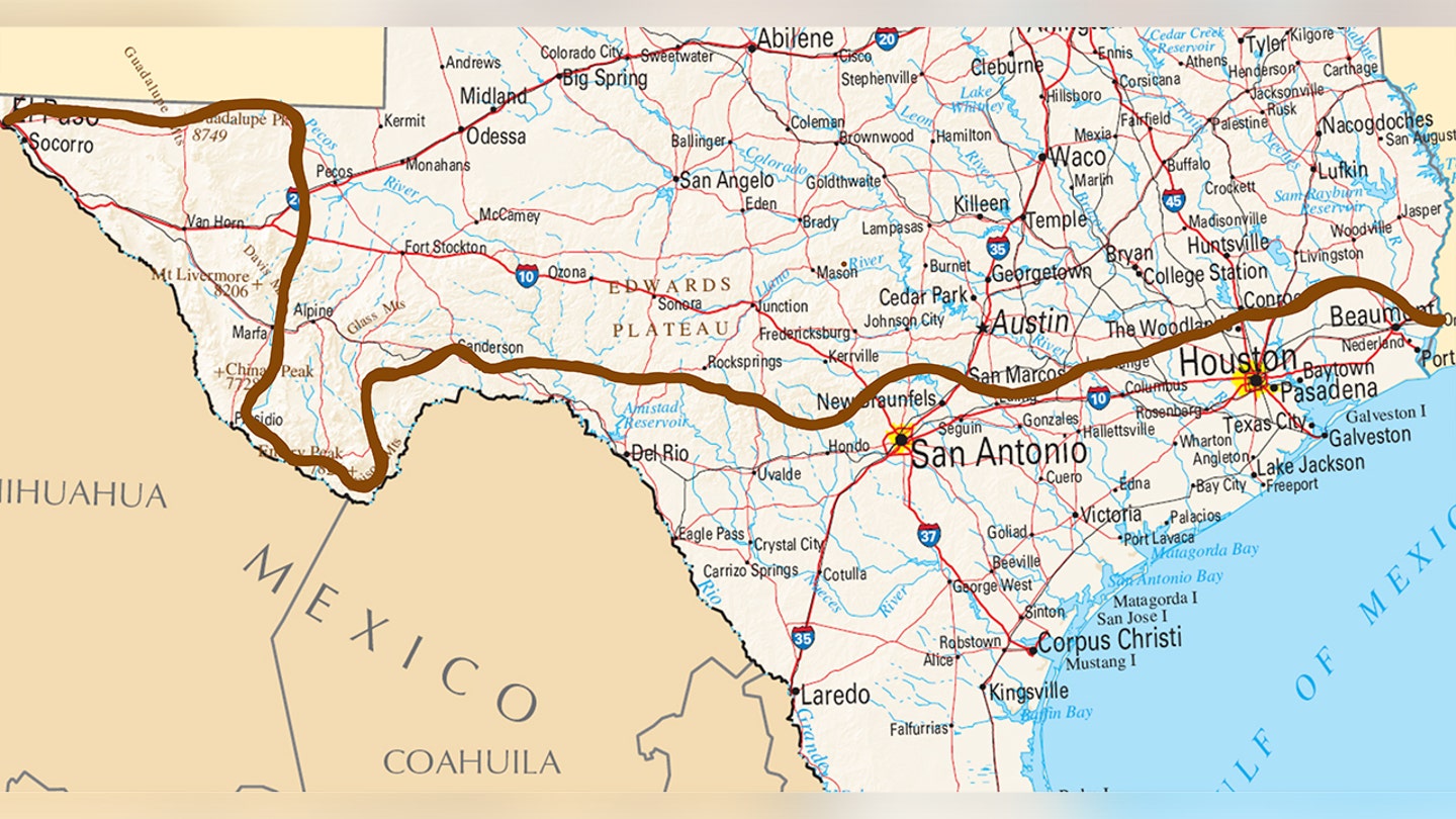 xtexas map with route