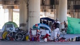 People living in a homeless encampment