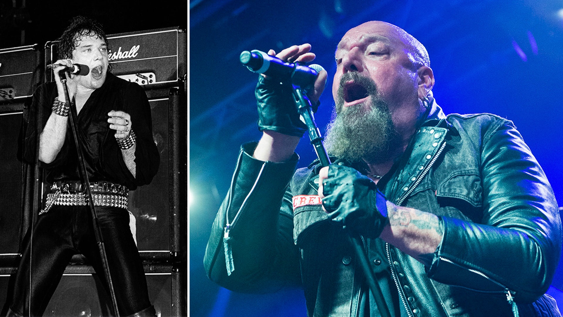 side by side photos of young Paul Di'Anno and recent Paul Di'Anno