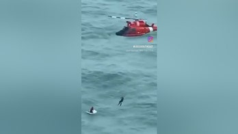 Coast Guard video shows helicopter crew rescue man floating on a cooler 30 miles off Florida coast after storm