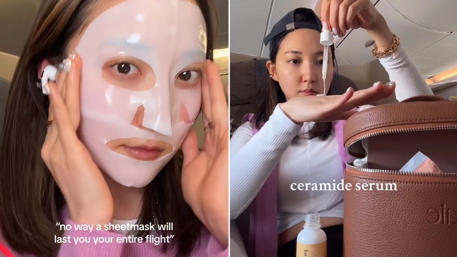 Airplane passengers go viral for mid-flight beauty routines: Dermatologists weigh in thumbnail