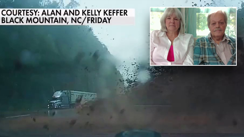 Couple narrowly escapes Hurricane Helene’s fury in NC mountains as mudslide just misses car