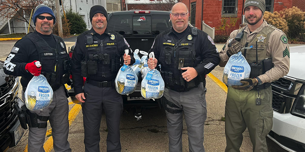 Police hand out Thanksgiving turkeys instead of traffic tickets to offenders on the road