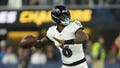 Baltimore Ravens quarterback Lamar Jackson (8) throws the ball against the Los Angeles Chargers in the first half at SoFi Stadium. - Fox News
