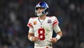 New York Giants quarterback Daniel Jones watches during the second half of an NFL football game against the Carolina Panthers, Sunday, Nov. 10, 2024, in Munich, Germany. - Fox News