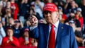 Former President Donald. Trump speaks to a rally crowd Sunday, Oct. 6, 2024, at the Dodge County Airport in Juneau, Wis.. - Fox News