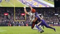 Cincinnati Bengals tight end Tanner Hudson (87) cannot reach a fourth quarter two-point conversion attempt against the Baltimore Ravens at M&amp;T Bank Stadium. - Fox News
