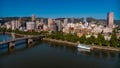Aerial view of Willamette River running through downtown Portland Skyline, Oregon. - Fox News