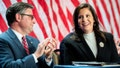 Rep. Elise Stefanik, R-N.Y., is acknowledged by President-elect Donald Trump alongside Speaker of the House Mike Johnson during a meeting with House Republicans at the Hyatt Regency hotel in Washington, D.C., on Nov. 13, 2024. - Fox News