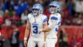 Detroit Lions place kicker Jake Bates (39) watches his 58-yard field goal with teammate Jack Fox (3) during the second half of an NFL football game against the Houston Texans, Sunday, Nov. 10, 2024, in Houston. - Fox News