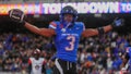 Nov 1, 2024; Boise, Idaho, USA; Boise State Broncos wide receiver Latrell Caples (3) celebrates during the first quarter against the San Diego State Aztecs at Albertsons Stadium. - Fox News