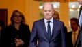 German Chancellor Olaf Scholz, centre, leaves the Bellevue Palace in Berlin, Germany, Thursday, Nov.7, 2024. (AP Photo/Ebrahim Noroozi) - Fox News