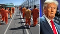 This split shows President-elect Donald Trump and migrants in immigration detention. - Fox News
