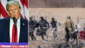 This split shows President-elect Donald Trump and migrants at the southern border. Trump is expected to invoke the wartime Alien Enemies Act of 1798 to deport illegal migrants. - Fox News