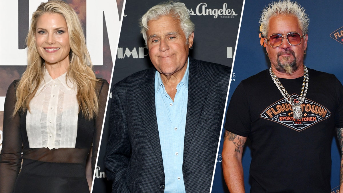 Ali Larter, Jay Leno, Guy Fieri split