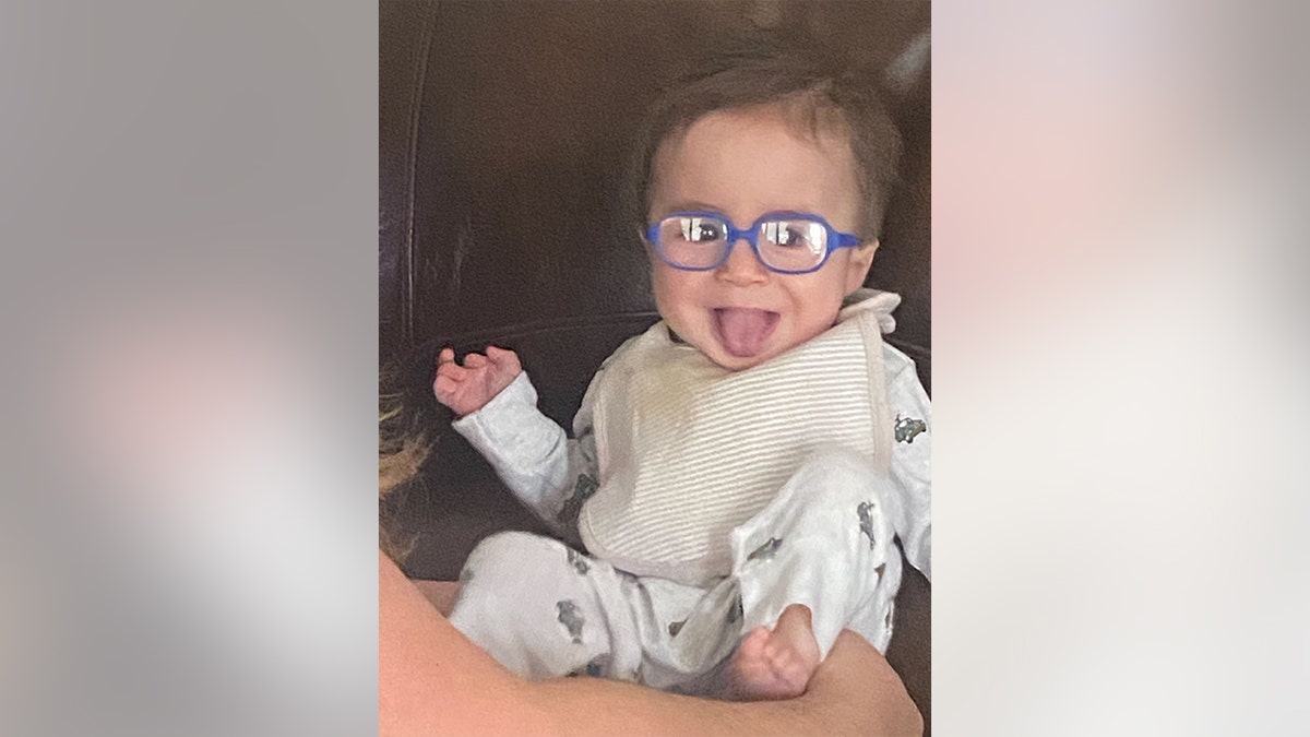 Baby gets glasses online