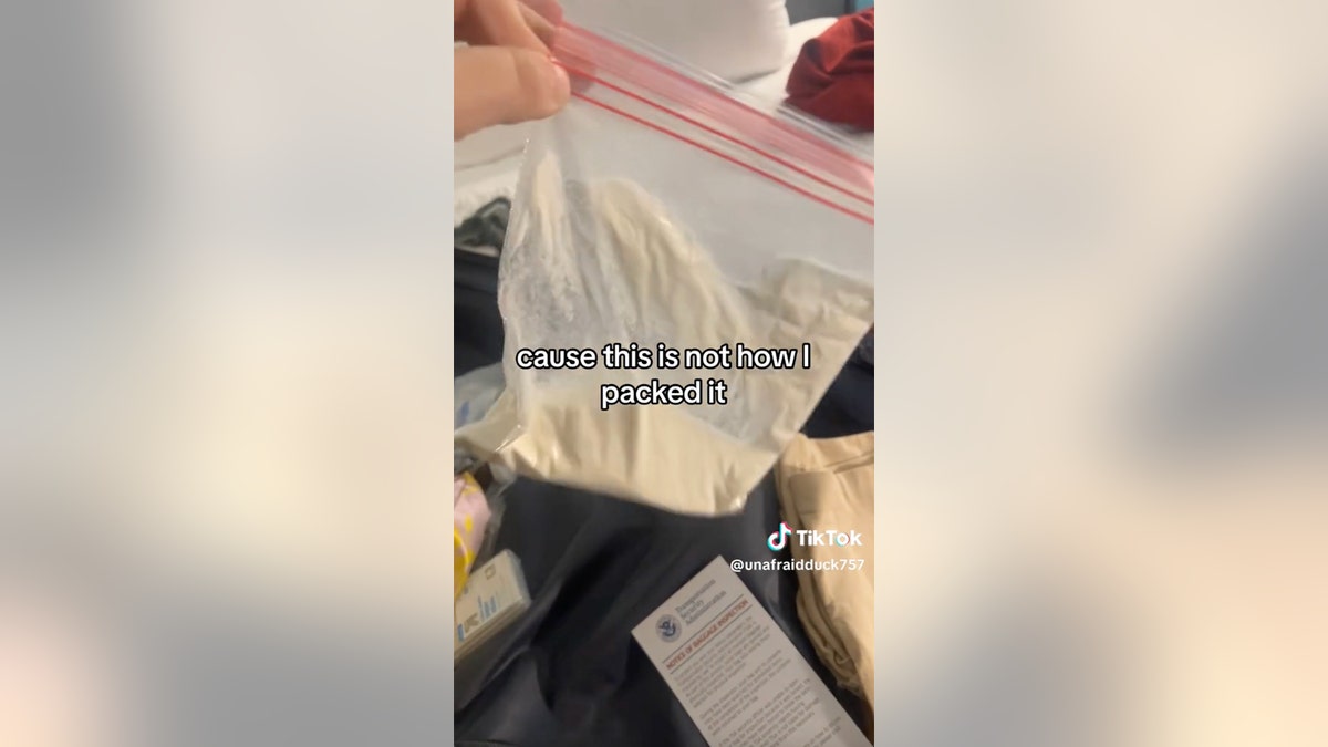 bag of fiber in luggage