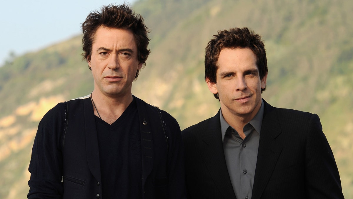 Robert Downey Jr. y Ben Stiller en un photocall