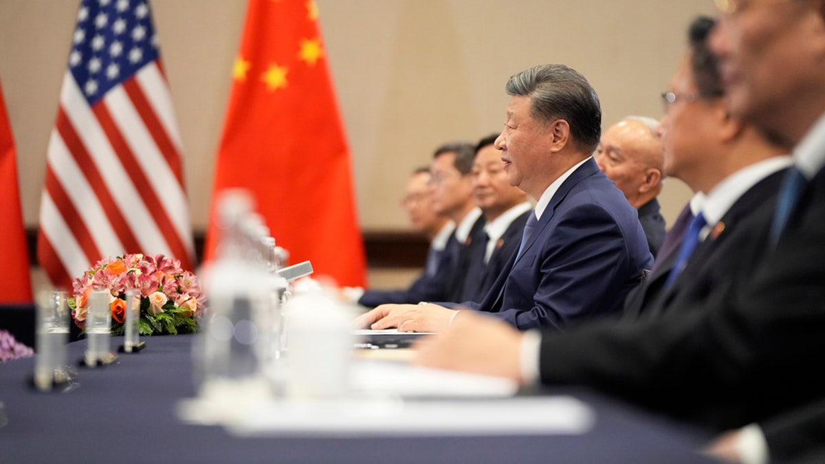 Chinese President Xi Jinping meets with President Joe Biden during a bilateral meeting, Saturday, in Lima, Peru. 