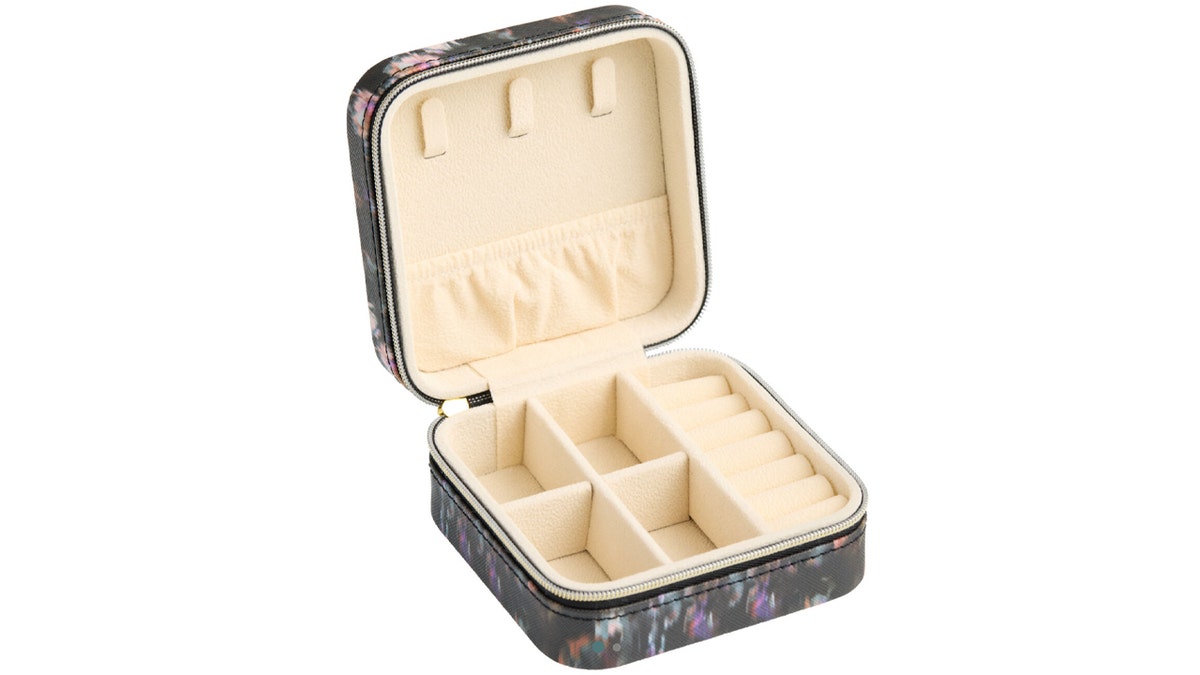 Black Faux Leather Blurred Floral Travel Jewelry Box