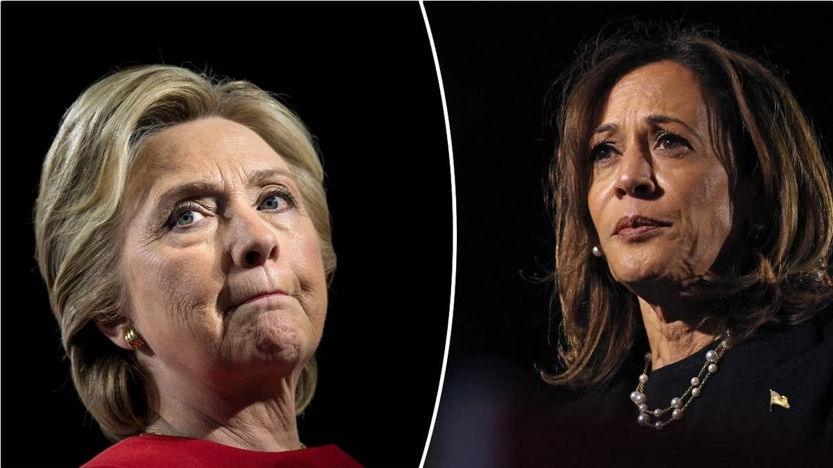 Hillary Clinton, Kamala Harris photograph  split