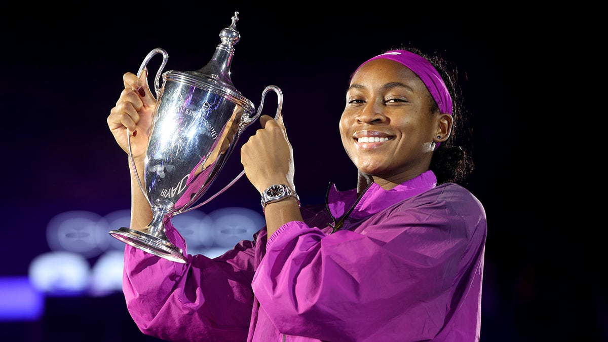 Coco Gauff with WTA trophy