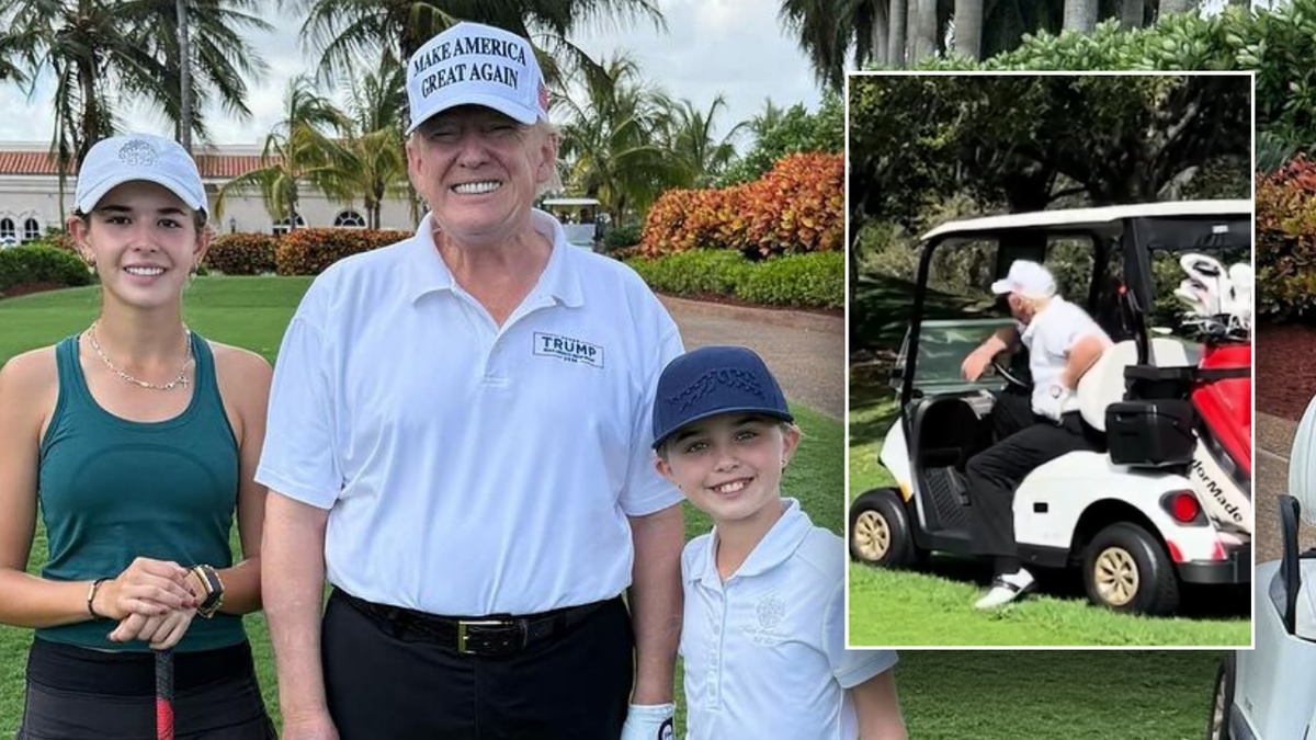 Trump golfing with his grandkids