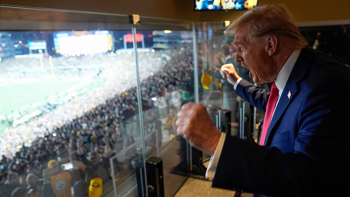 Donald Trump attends a crippled  betwixt  the NFL Pittsburgh Steelers and the New York Jets