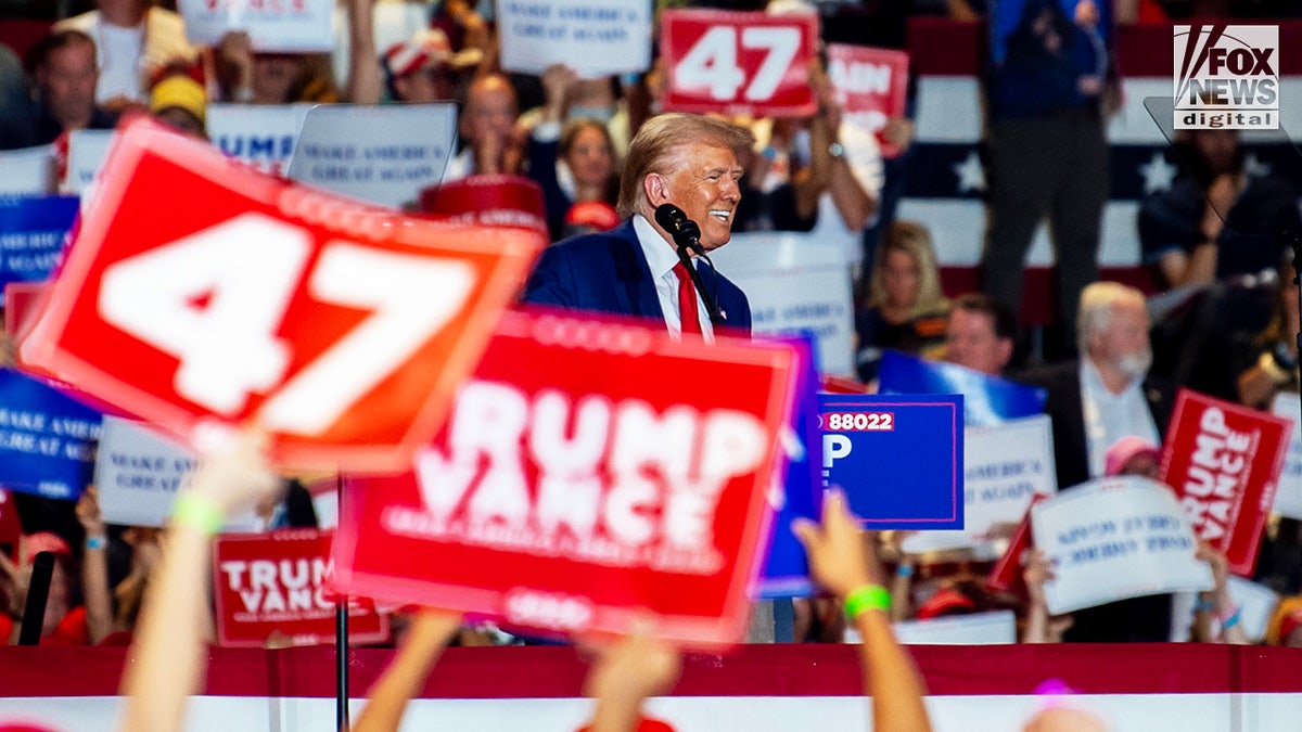 Former President Trump speaks at a rally in Uniondale, New York