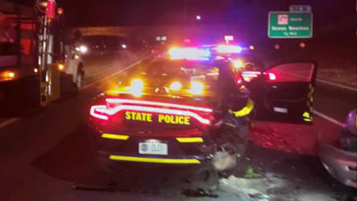 A police car involved in an accident