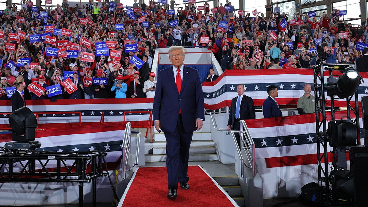 Donald Trump holds a campaign rally at J.S. Dorton Arena in Raleigh